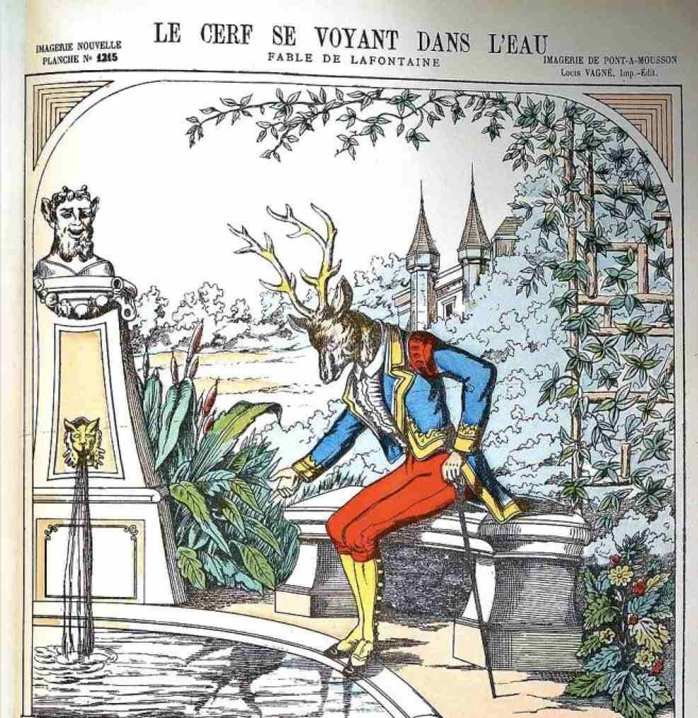 le-cerf-se-voyant-dans-l-eau
